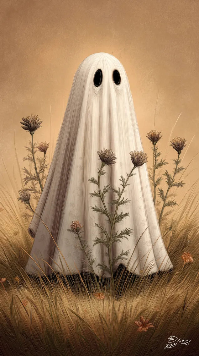 fantasma minimalista em campo com renderizacao artistica de flores escuras download