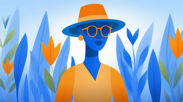 illustrazione minimalista di una persona con cappello e occhiali scarica