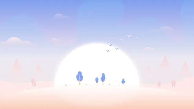 Minimalistiskt landskap - soluppgång 4K bakgrund