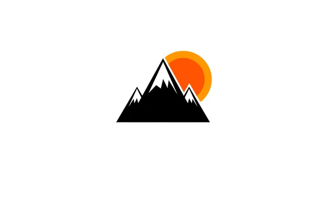 Minimalist mountain and sun - digital art 2K wallpaper