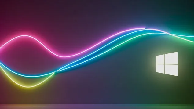 Latar Belakang Desktop Windows 11 Gelombang Neon Minimalis v2 4K wallpaper