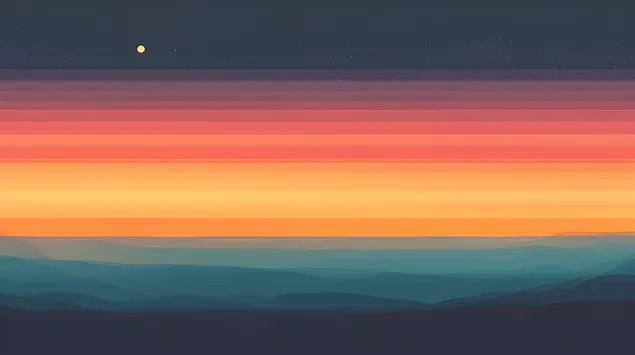 Tapeta Minimalistická krajina soumraku s živými vrstvami horizontu 8K