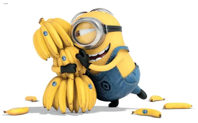 Minions animated movie character's fascination with bananas 2K wallpaper