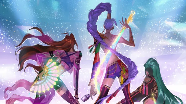 Mira s Rumi i Zoey (Huntrix Girls Group) | K-Pop Lovci na demone (Film) 4K pozadina