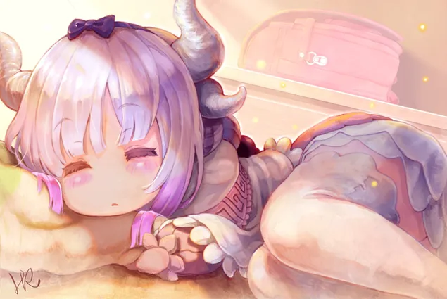 Fräulein Kobayashi Dragon Maid - Kanna Kamui Sleeping 2K Hintergrundbild