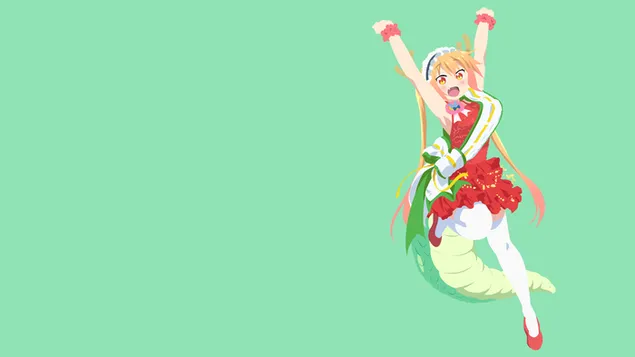 Miss Kobayashis Drachenmädchen - Tohru im Kimono (Vektor) 4K Hintergrundbild