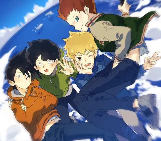 Mob Psycho 100: Ritsu Kageyama, Shigeo Kageyama, Teruki Hanazawa i Shou Suzuki HD fons de pantalla