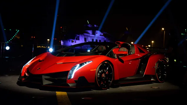 Mobil sport Lamborghini Veneno Roadster merah unduhan