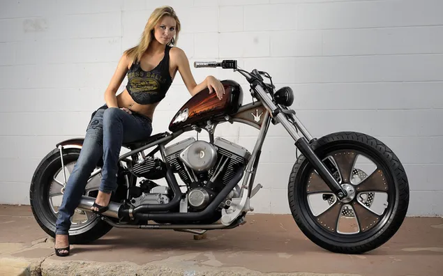 Modelo Harley-Davidson Marrón y Negro Con Rubio
