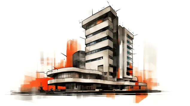 סקיצה אדריכלית מודרנית: קווים נועזים ופשטות בולטת 8K טפט