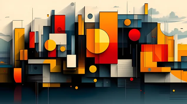 נוף עירוני מופשט גיאומטרי מודרני 4K טפט