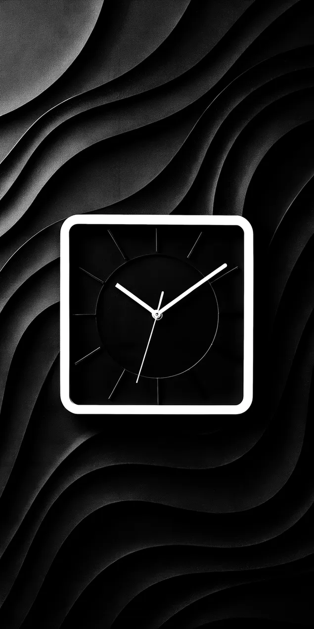 Soyut Dalgalı Arka Planlı Modern Minimalist Kare Saat Tasarımı 2K duvar kağıdı