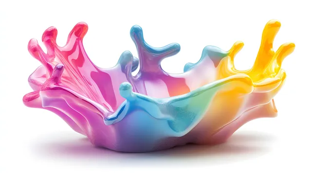 Модерен неонов градиентен куб в динамични слоеве 8K тапет