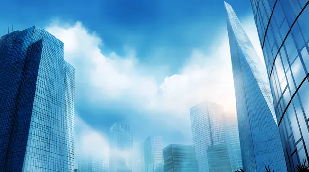 moderni neboderi nasuprot oblacnog neba, pogled na poslovni distrikt preuzmi