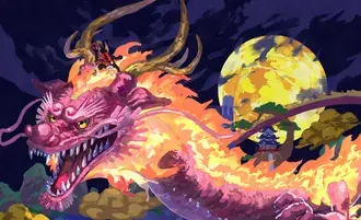 Monyet d. luffy dan naga pada waktu malam - satu bahagian 4K kertas dinding