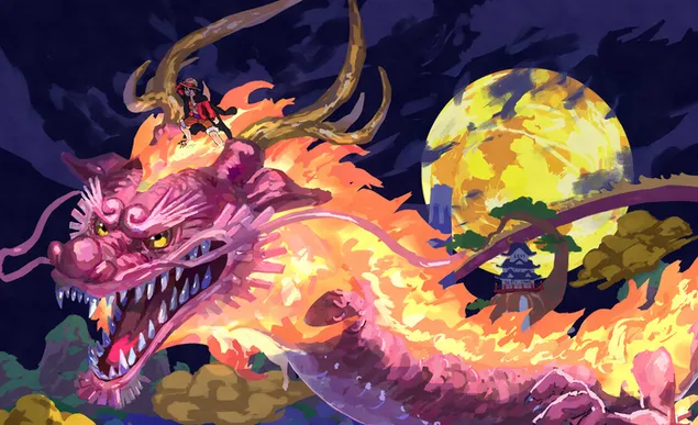 猴子 D. 路飛與龍之夜——一件 4K 壁紙