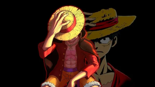 Monkey d'Luffy memegang topi jeraminya unduhan