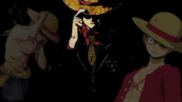 มังกี้ดีลูฟี่ในสามหน้า 4K วอลเปเปอร์