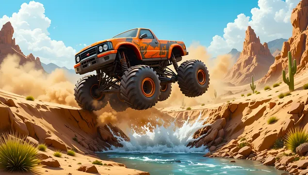 skakanje s monster kamionom: off-road avantura u pustinjskoj rijeci preuzmi