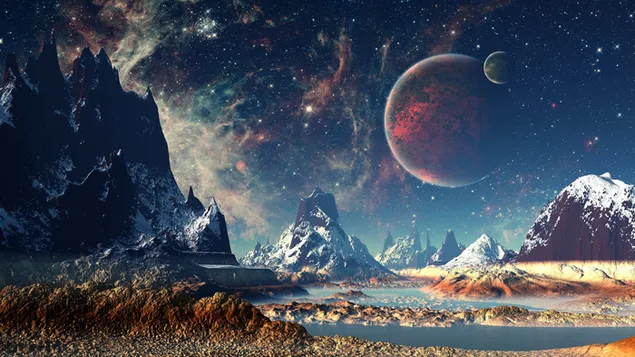 Montañas rocosas, planetas y el universo descargar