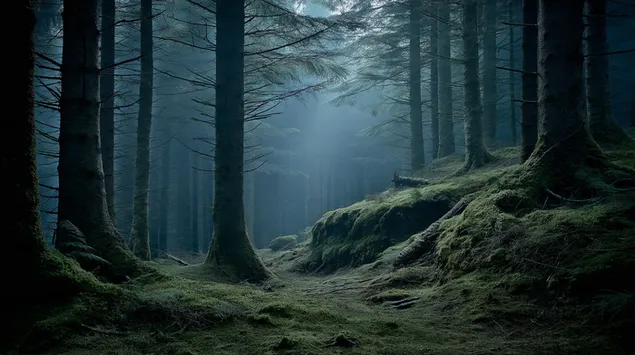Moody Forest Path 2K wallpaper