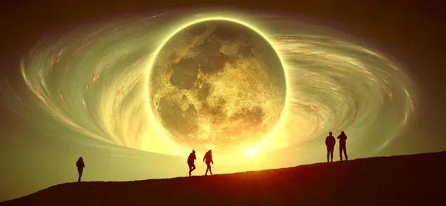 Mond und Völker 6K Hintergrundbild