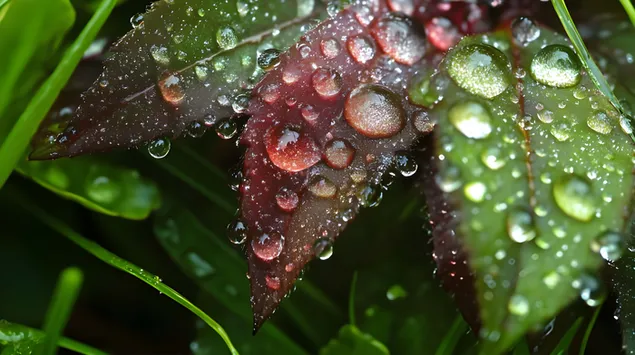 kuzlo rannej rosy: detailny pohlad na zelene listy stiahnut