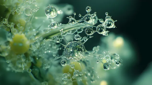 Tapeta Ranná rosa na liste: Makro záber kvapiek vody 8K