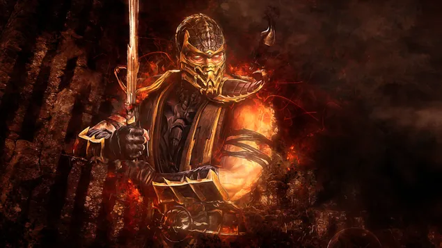 Mortal Kombat X: Scorpion (fanart) 4K bakgrund