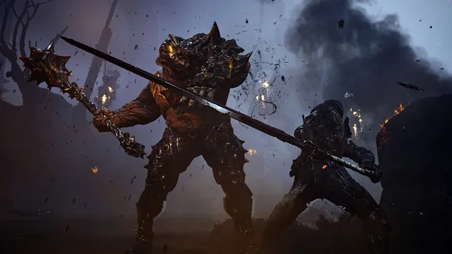 Шпалери Mortal Shell Knight Vs Monster Battle 4K