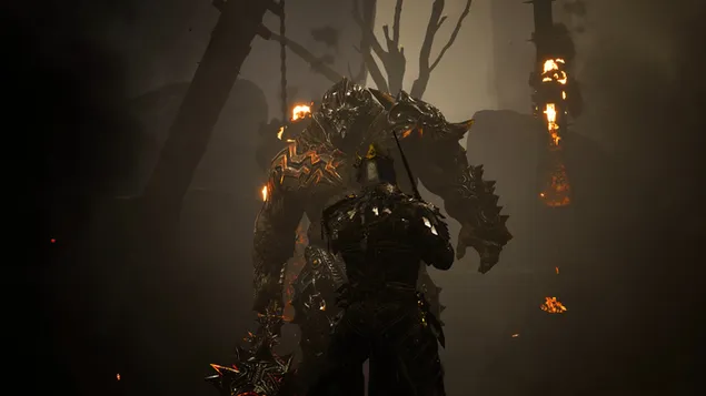 אביר פגז תמותה נגד מפלצת 4K טפט