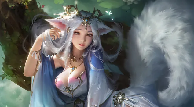 Most Beautiful Fox Ear Fantasy Girl 4K Wallpaper Download