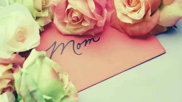 Hình nền Ngày của mẹ - Thư gửi mẹ với hoa hồng hồng 4K
