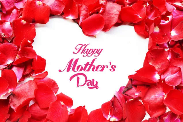 Muttertag - Herz aus Rosenblättern 4K Hintergrundbild