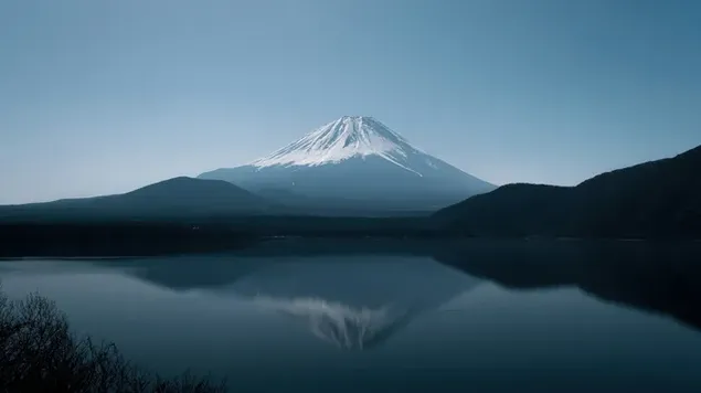 Mount Fuji and lake, Japan