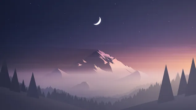 paisaje de montaña minimalista 4K fondo de pantalla