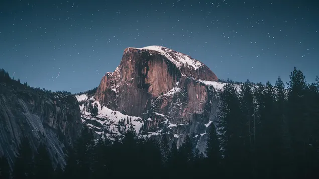 Mountain Night Sky Forest Scenery 4K wallpaper