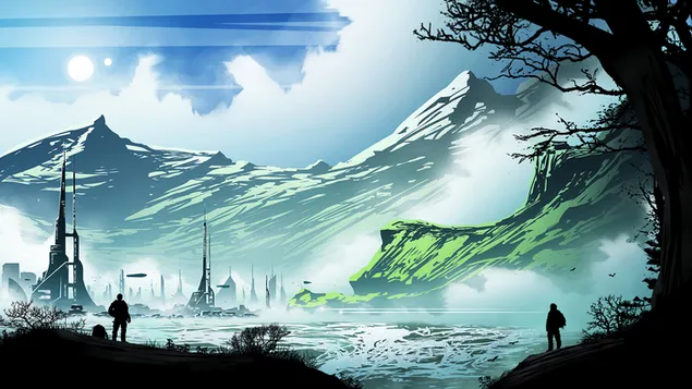 Mountain Scenery Scifi 4K wallpaper