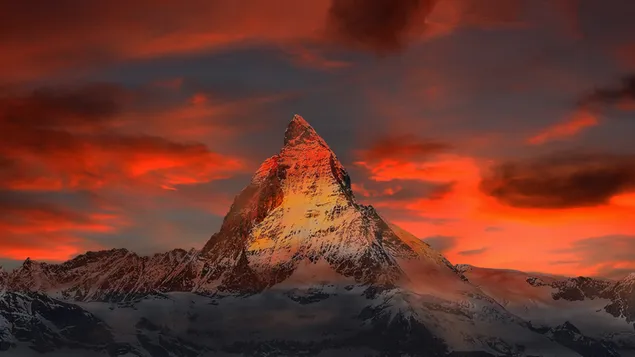 bjerge sne og solnedgang download