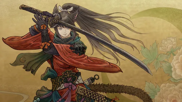 Mujer Lobo Samurai - Final Fantasy XIV Online (Videojuego)