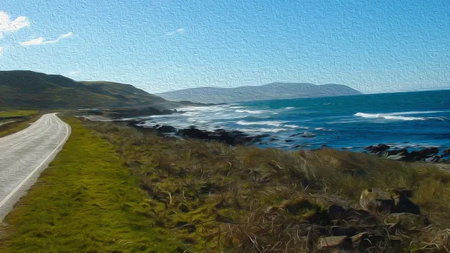 Mull of Kintyre, Škotska - ulje na platnu 4K pozadina