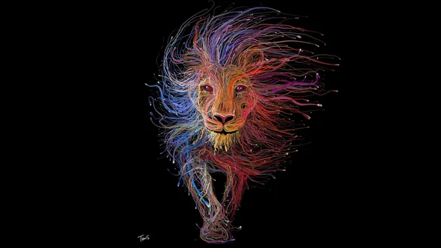 ilustrasi singa multi-warna unduhan