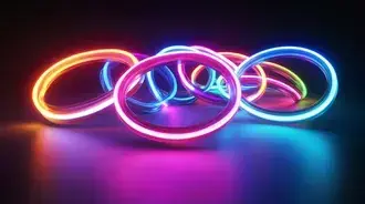 Trilhas de neon multicoloridas com estrelas brilhantes 4K papel de parede