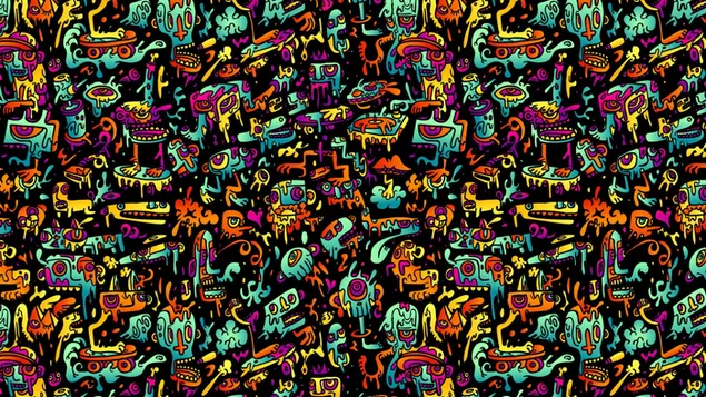 Multicolored doodle pattern download