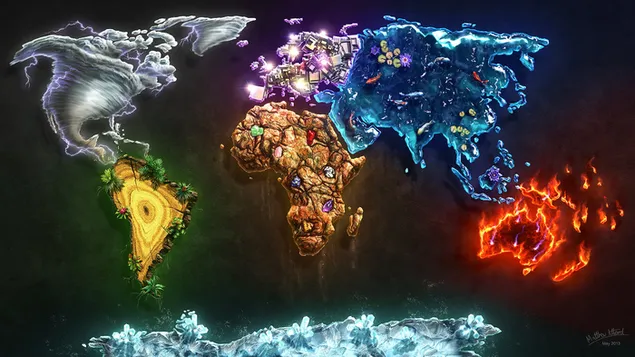 Hình nền Bản đồ thế giới nhiều màu 4K