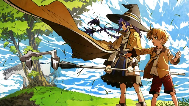 Mushoku Tensei: Penjelmaan Semula Pengangguran | Roxy Migurdia & Rudeus Greyrat 4K kertas dinding