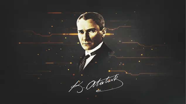 Mustafa Kemal Ataturk frente a un fondo personalizado