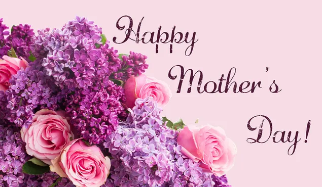 Muttertagsfeier begleitet von lila und rosafarbenen Lavendeln herunterladen
