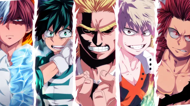 My Hero Academia - All Might, Katsuki Bakugo, Eijiro Kirishima, Izuku Midoriya, Shoto Todoroki HD imagine de fundal