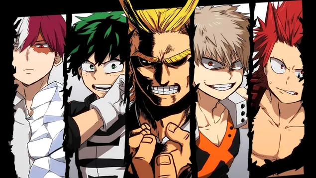 My Hero Academia - All Might,Katsuki Bakugo,Eijiro Kirishima,Izuku Midoriya,Shoto Todoroki,UA Heroes HD papel de parede